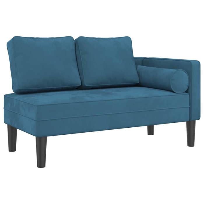 BESTMéridienne chaise longue - Contemporain chaise de canapé avec coussins bleu velours - L116.5 x P62 x H57.5 cm Nov6281