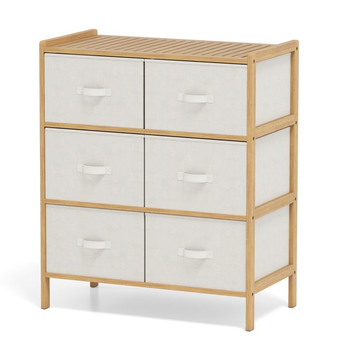 GIANTEX Commode à 6 Tiroirs en Tissu Pliables et Amovibles- Cadre en Bambou- Meuble de Rangement pour Chambre Salon- 66x35x78 5cm GIANTEX Commode à 6 Tiroirs en Tissu Pliables et Amovibles- Cadre en Bambou- Meuble de Rangement pour Chambre Salon- 66x35x78 5cm