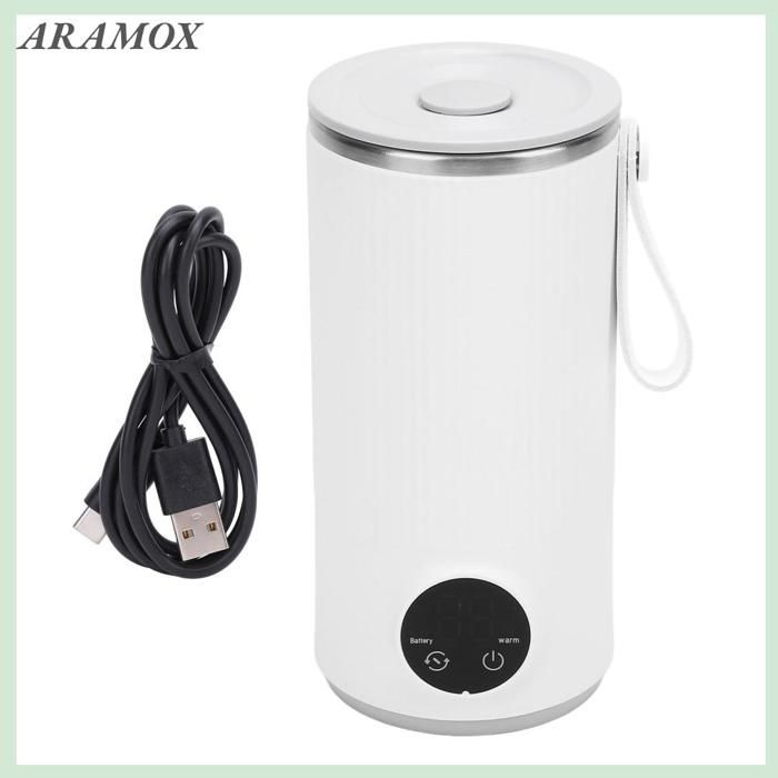 Bouilloire de voyage en acier inoxydable bouilloire électrique de voyage rechargeable 400ML 55°C Chaudière à eau chaude en acier