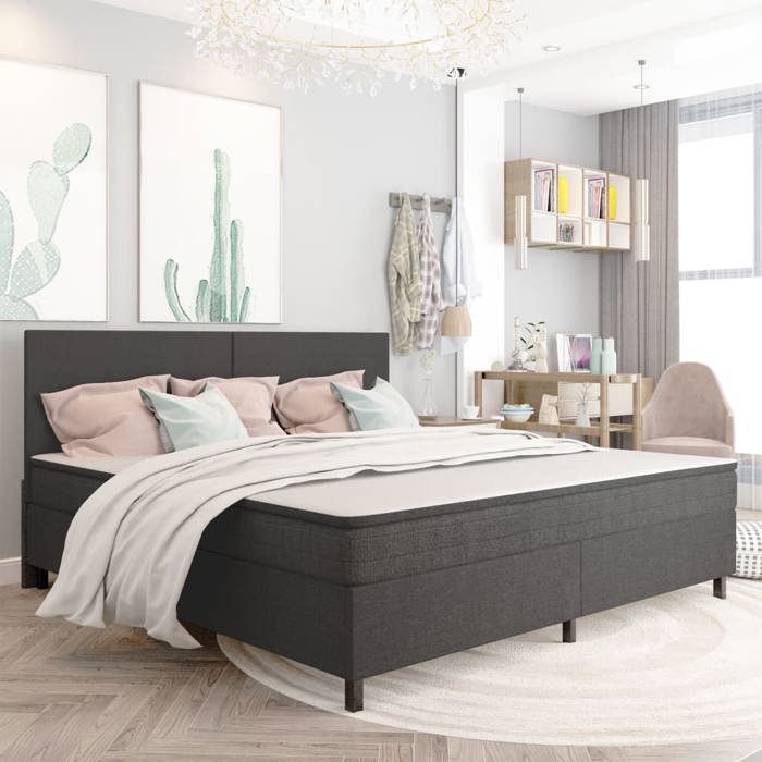 Sommier à lattes en tissu - Happiness - 200x200 cm - Gris - Facile à monter - Robuste - Résistant à lhumidité