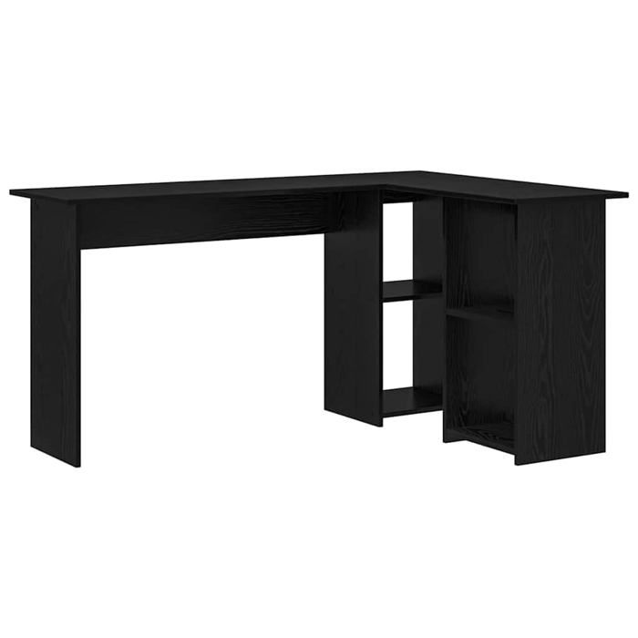 Bureau dangle en chêne noir - vidaXL - 142x102x73 cm - Chêne Noir - Bois dingénierie - Finition mate - Deux étagères