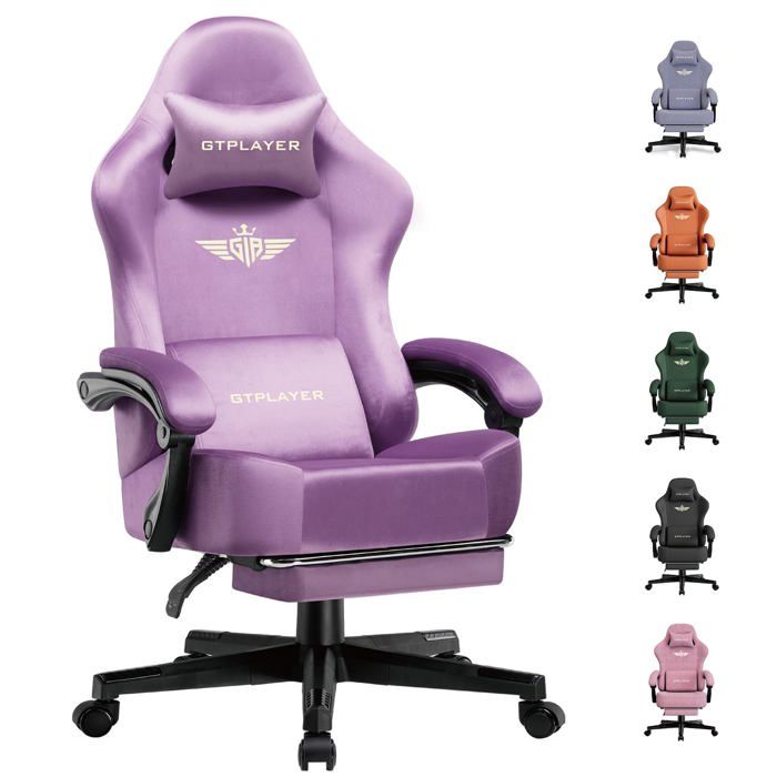 Chaise Gaming Ergonomique et Respirante Tissu de Qualité Supérieure Dossier Inclinable 160° avec Repose Pieds