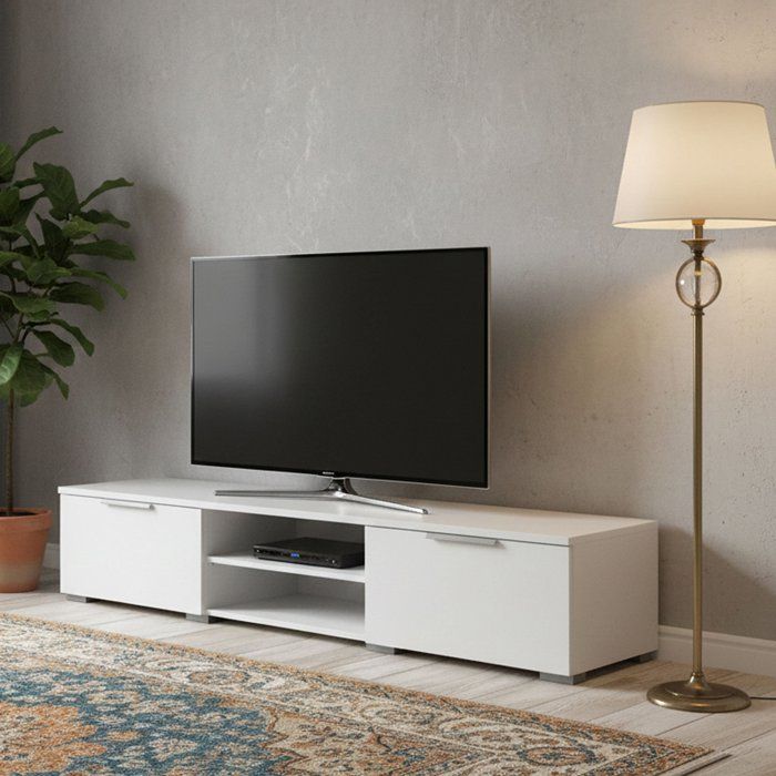 Meuble TV Ammiro Dmora Bois Mélaminé Blanc Brillant 399x1727x331h cm Meuble TV Ammiro Dmora Bois Mélaminé Blanc Brillant 399x1727x331h cm