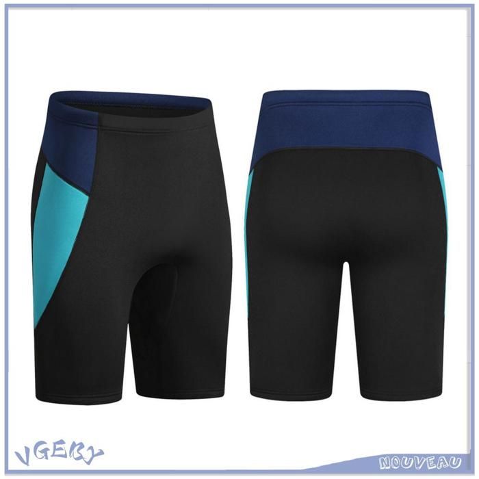 Duokon Shorts de plongée Short de plongée en néoprène 3MM pantalon chaud pour hommes et femmes sport piscine Noir Lac Bleu S