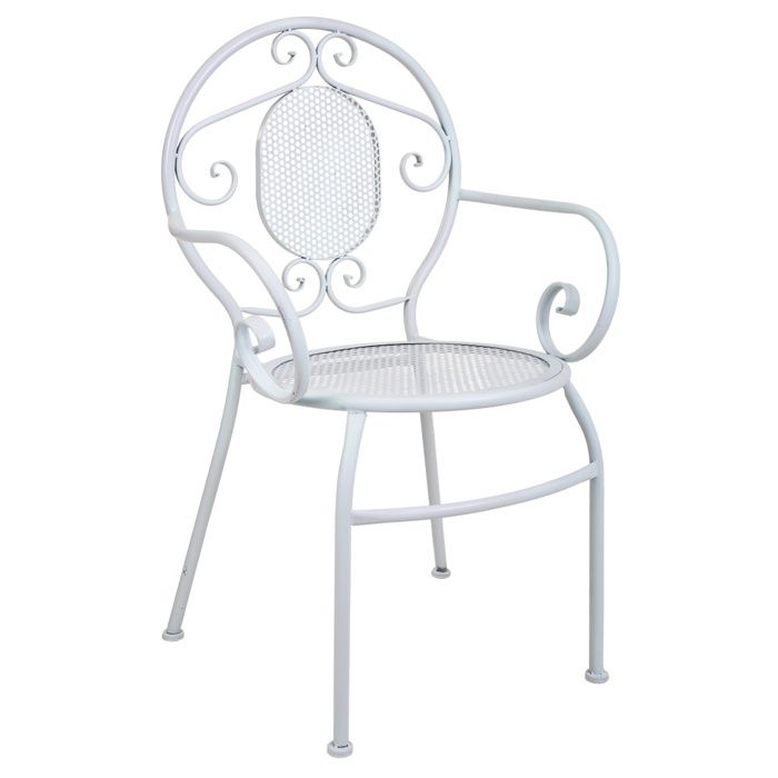 Fauteuil en fer forgé blanc 58x54x88h Fauteuil en fer forgé blanc 58x54x88h