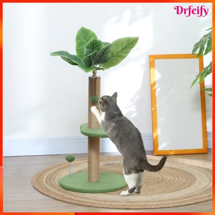 Arbre à chat - AKOZON - 9981 - 83 cm - plateformes en peluche - poteau griffoir en jute