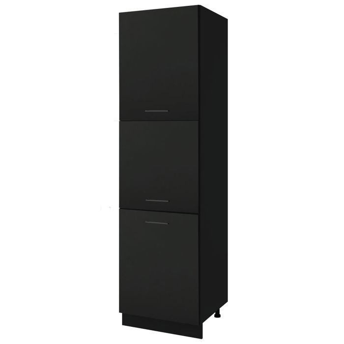 Colonne de cuisine Lovia Noir Mat 3 portes L 60 cm - Cuisineandcie Colonne de cuisine Lovia Noir Mat 3 portes L 60 cm - Cuisineandcie