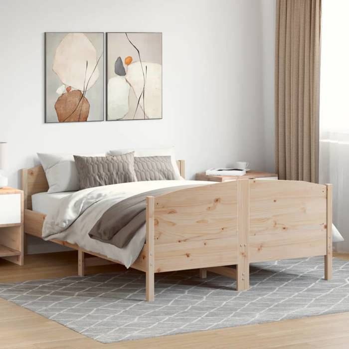 Brun Lit 2 Places：160x200 cm - Design classique - Structure de lit - 160x200 cm bois massif de pin 87477287785233