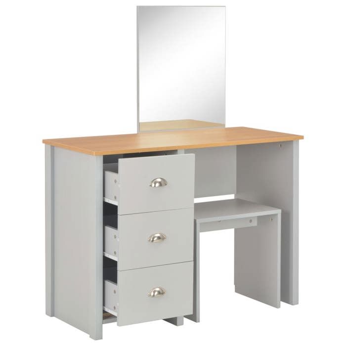 (4893)Moderne Coiffeuse avec miroir et tabouret Gris 104x45x131 cm poid:43.25 kg