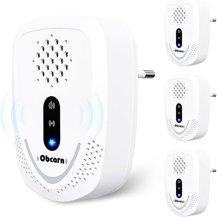 4 Pièges Ultrason Souris et Rats Puissants Prise Anti Souris s Rayonnement Adapté aux Familles Efficaces Contre Blanc