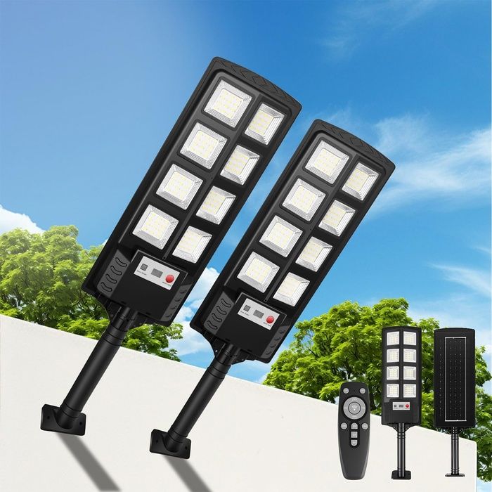 daire Solaire Extérieur Lumières solaires de stationnement de 500 W 6500K Lumière de Sécurité Extérieure pour LAMPADAIRE DE JARDIN