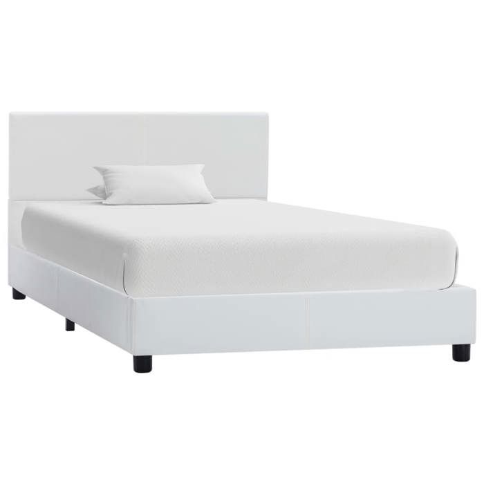 SALE 2026Cadre de lit - sans matelas - moderne-design - similicuir - blanc - 1 place - sommier à lattes - robuste - 90x200 cm 244d