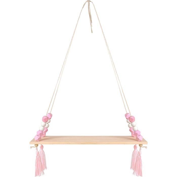 1 Étagère Murale Suspendue Bois Design Nordique Avec Perles Étagère Flottante Rose Pour Salon ACCESSOIRES FABRICATION MAISON