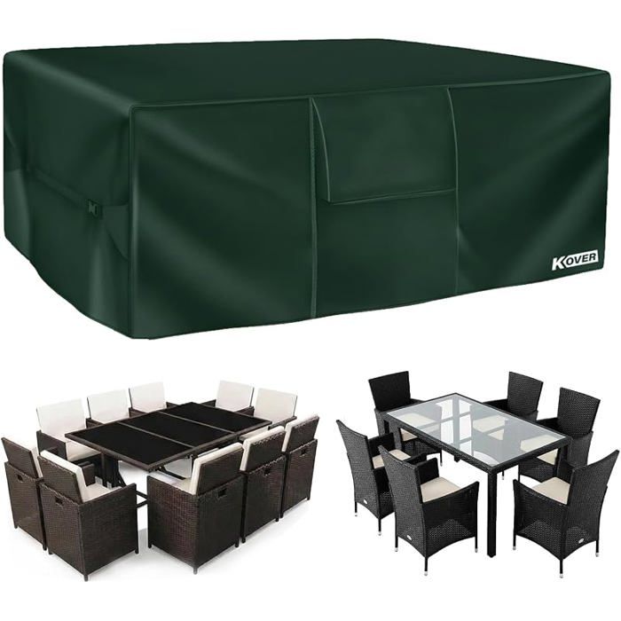 Bache verte Oxford 160x100x74cm imperméable anti-UV couverture table de terrasse