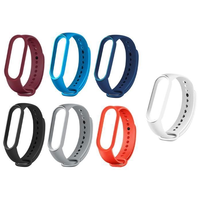 7 Pièces Bracelet Montre Compatible pour Xiaomi Mi Band 7/7 NFC Strap Bracelet Remplacement Sport Silicone Souple pour Bracelet Mi