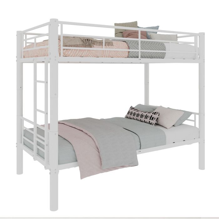 ELVORIN Lit superposé en métal blanc 1966 x 978 x 157 cm échelle antidérapante garde-corps convertible en 2 lits simples