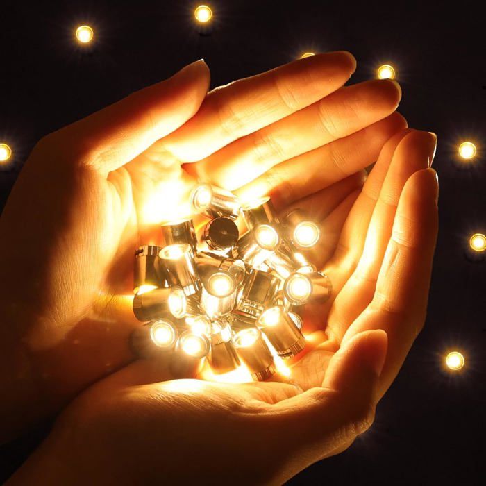 Lot de 30 mini lumières LED 1 5 cm - éclairage blanc chaud à pile bouton décor portable pour maison de poupée