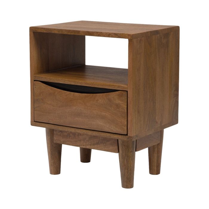 Table de chevet 1 tiroir 1 niche en manguier et métal L30 cm Gino - Amadeus
