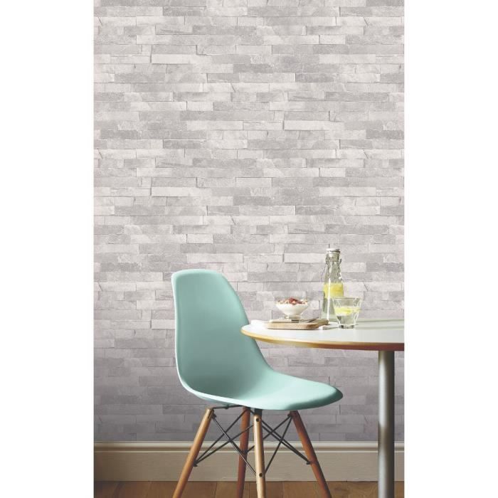 Papier Peint Effet Pierre Arthouse Gris - Rouleau 10 Mètres - Tendance Et Facile à Poser
