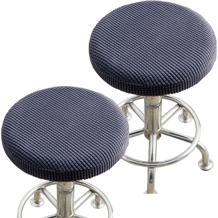 Housse Tabouret Carrée Extensible Antidérapante – Gris, Diamètre 30-34 Cm