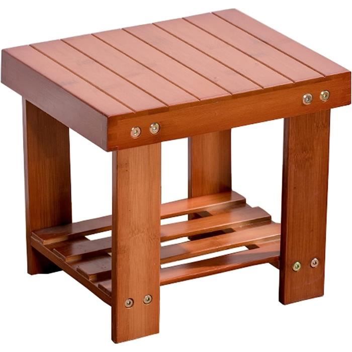 Tabouret De Salle De Bain Soges En Bambou - 2 Niveaux Avec Rangement Int