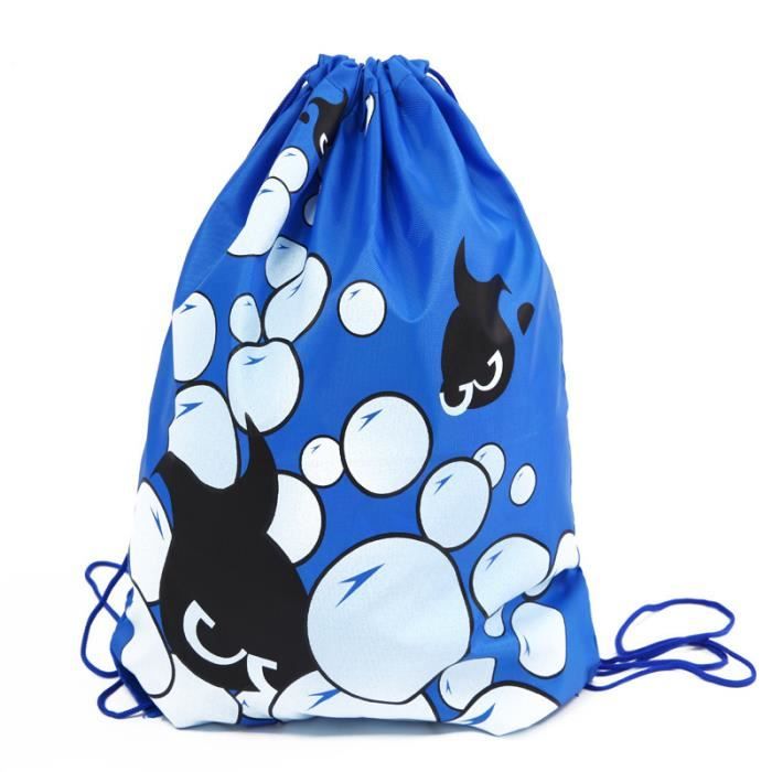 bleu - sac de natation pour enfants, sac de plage à corde de traction, grande capacité, pliable, étanche, équ