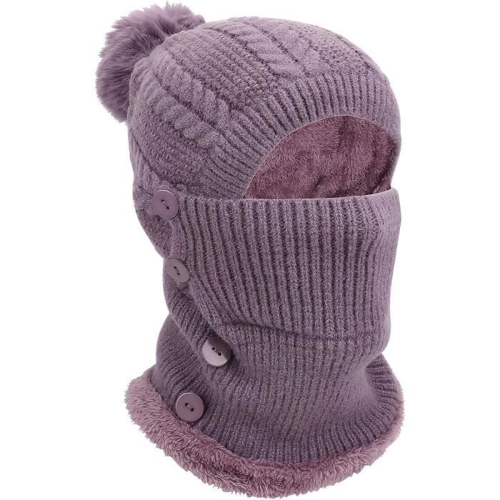 Générique Bonnet Femme Noir - Tricot Tour De Cou Avec Bonnet