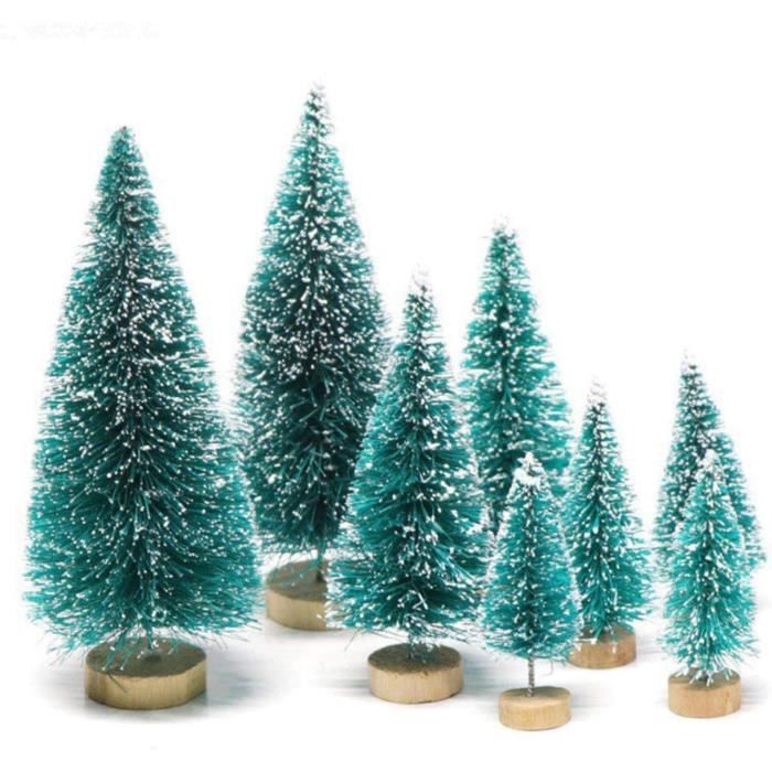 Lot De 8 Mini Sapins De Noël En Pin Enneigé, Décoration De Fête De Noël