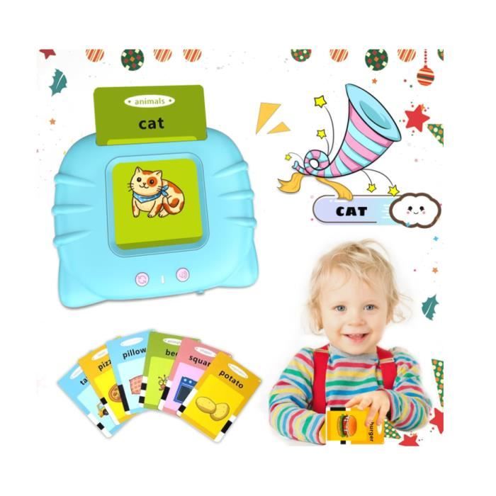 Topfree Cartes Flash Parlantes - 224 Mots - Jouet Éducatif 2-6 Ans - Bleu - Apprentissage Audio Interactif