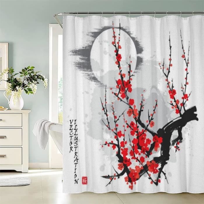 Rideau De Douche Imperméable Anti-Moisissure 180x150 Cm - Motif Océan Sous-Marin - Tissu Polyester Avec Crochets