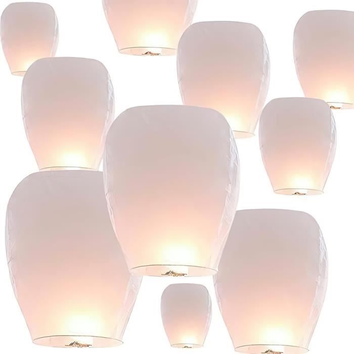Lot De 10 Lanternes Volantes Célestes Chinoises - Couleurs Aléatoires, écologique, Pour Fêtes Et Vœux - 4