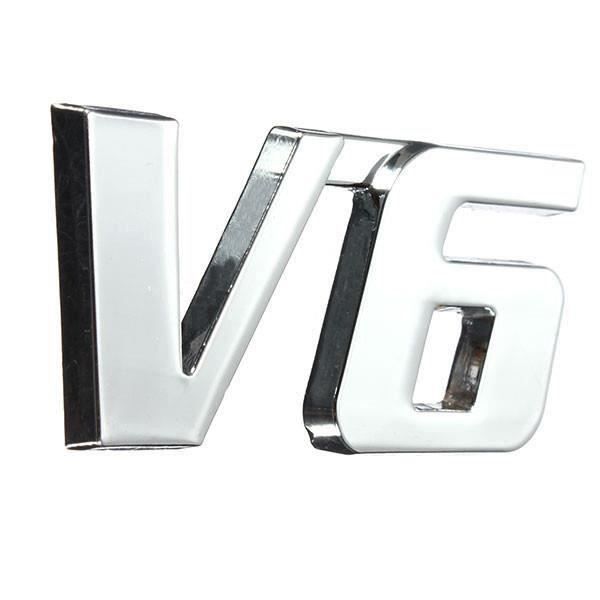 3D DIY V6 Sticker Autocollant Décoration Chromé Metal Badge Pr Auto Voiture Car