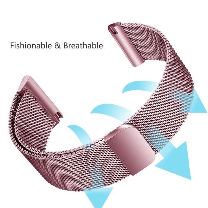 Cinturino In Acciaio Inossidabile Magnetico Per Fitbit Versa 3 E Sense, Regolabile, Traspirante, 2 Taglie (Piccola 14-19 Cm, Grande 17-25 Cm) - 2