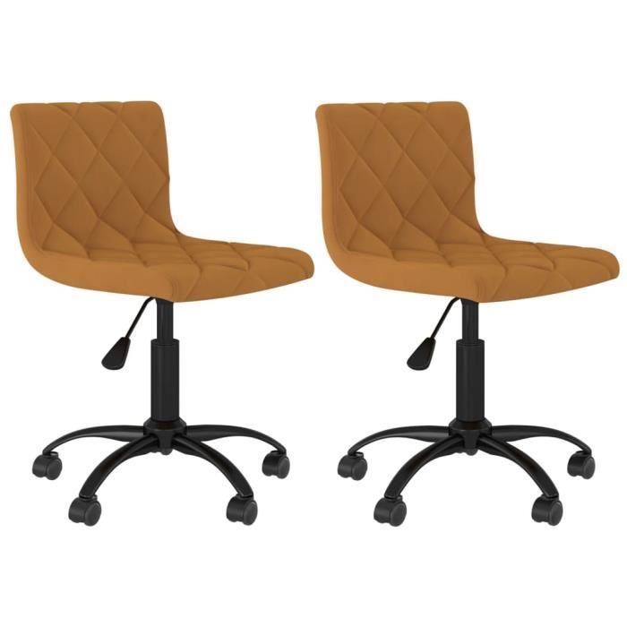 chaises de cuisine pivotantes en velours marron - jili - lot de 2 - réglables en hauteur
