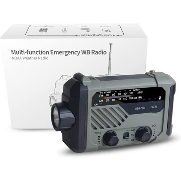 Radio Portable Solaire à Manivelle Dynamo Alimentée AM/FM/NOAA Radio Météo d 'Urgence Lampe de Poche LED Alimentation Mobile USBCharge