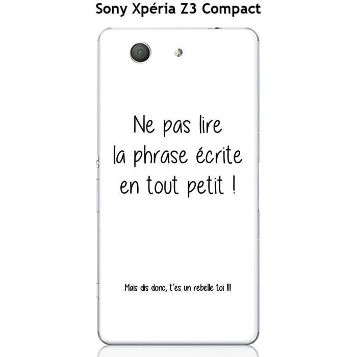Coque Sony Xperia Z3 Compact Design Citation Rebelle Texte Noir Fond Blanc Cdiscount Telephonie
