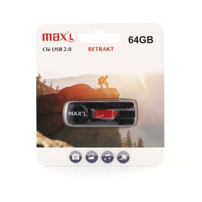 Clé USB - MAXL - 64 Go - USB 2.0 - Mémoire Flash - Interface USB