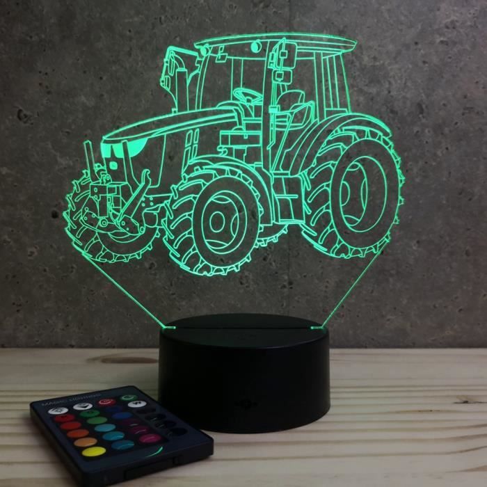 lampe de chevet veilleuse tracteur john deere avec télécommande - cadeau anniversaire surprise collection déco