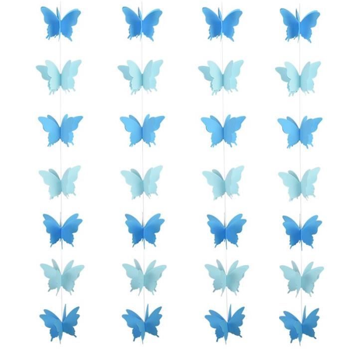 4 Pièces Papillon 3D Papillon de Guirlandes Suspendues Décoration de Banderoles de Fête en Papier Laser pour Décorations de Baby Shower de Fête Anniversaire Maison 80 Petits Papillons 