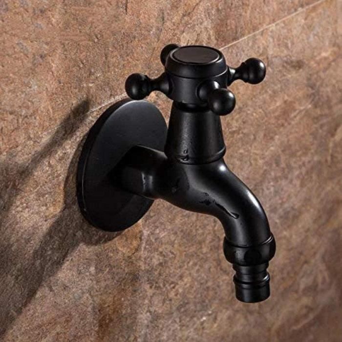 Robinet Mural Noir – Finition élégante, Inox, Longue Poignée, Intérieur/extérieur