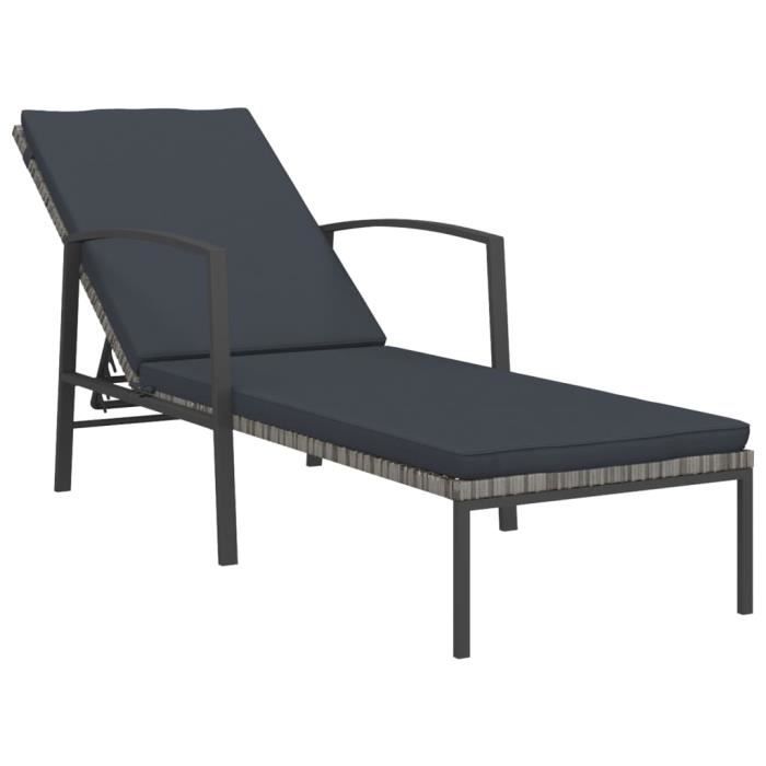 SVP MODERNE Chaise longue de jardin Chaise patio avec coussin Résine