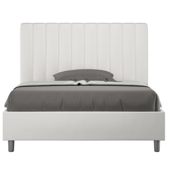 Lit capitonné design italien 120x190 cm simili cuir blanc Nighty Sans sommier et sans coffre
