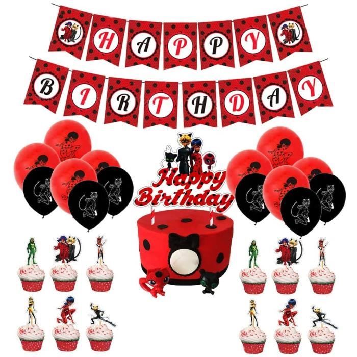 Ensemble De Decorations De Fete De Ladybug Fournitures De Fete D Anniversaire De Ladybug Ballons Cdiscount Maison
