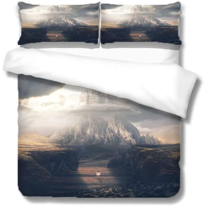 Housse de Couette 140x200cm Ciel Route Ensemble de Literie avec 2 taies