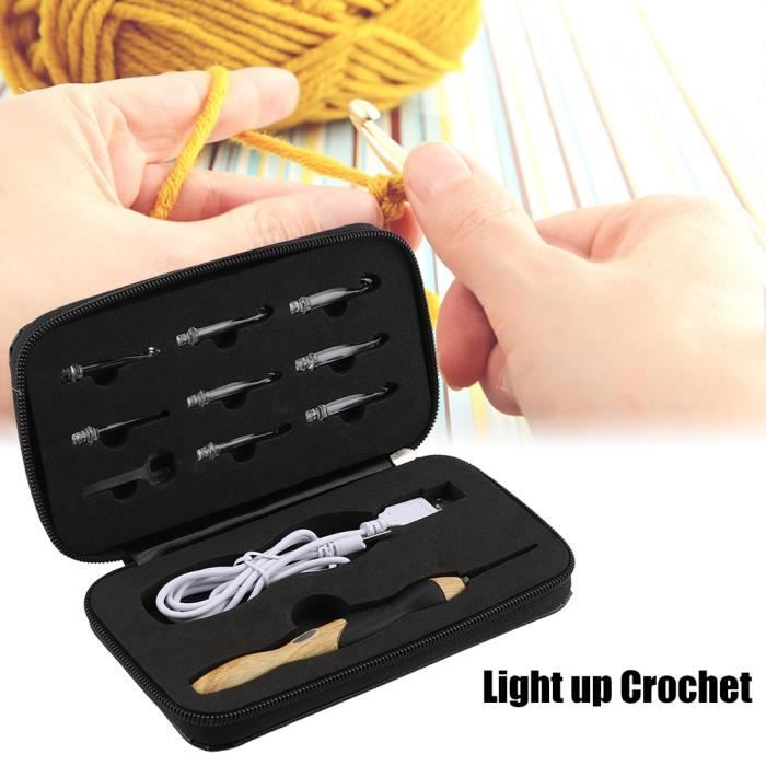 Kit Crochet 18 Tailles Avec Compteur LED Et Lumière - Crochets Ergonomiques - Sac De Rangement Et Clés Kit Crochet 18 Tailles Avec Compteur LED Et Lumière - Crochets Ergonomiques - Sac De Rangement Et Clés