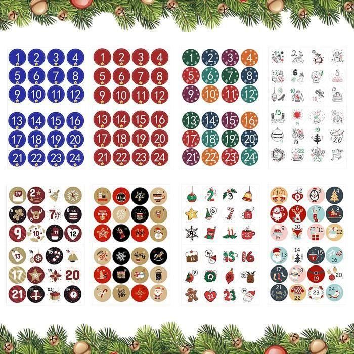 Achat 24 autocollants de numéro de calendrier de l'avent - timbre or n°52 - autocollants - pour l'artisanat et la décoration en gros