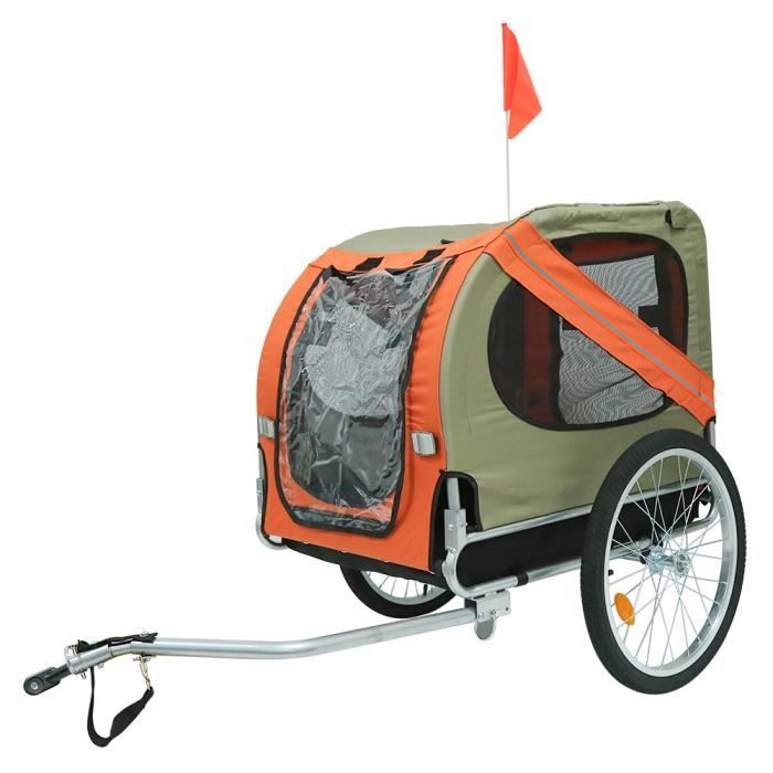 Remorque vélo pour chien pliable B.LIVEM - Capacité de charge 40kg - Dimensions 137x73x90cm