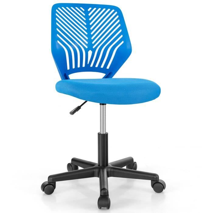 chaise de bureau ergonomique en maille - costway - hauteur réglable - pour enfant, adolescent, adulte - bleu