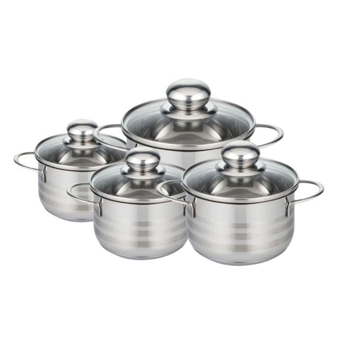 Lot de 4 faitouts 14 16 20 et 24 cm en acier inoxydable sans PFAS Elo Brillant