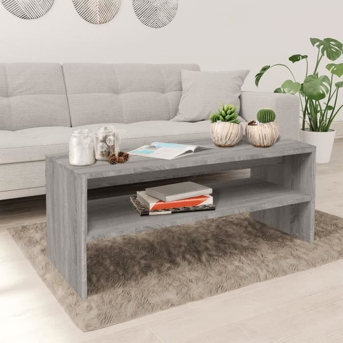 famirosa table basse sonoma gris 100x40x40 cm bois d'ingénierie-256
